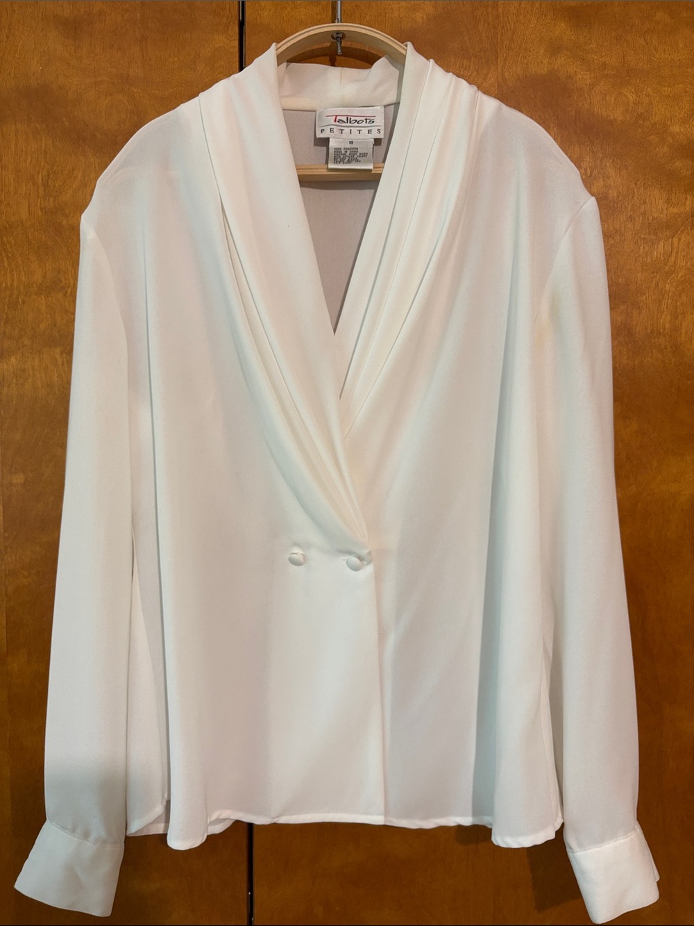 Talbots 10P White Draped Collar Blouse Jacket.